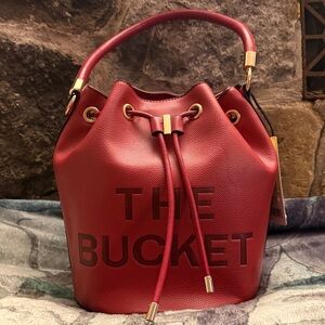 Red Bucket Bag Designer Inspired